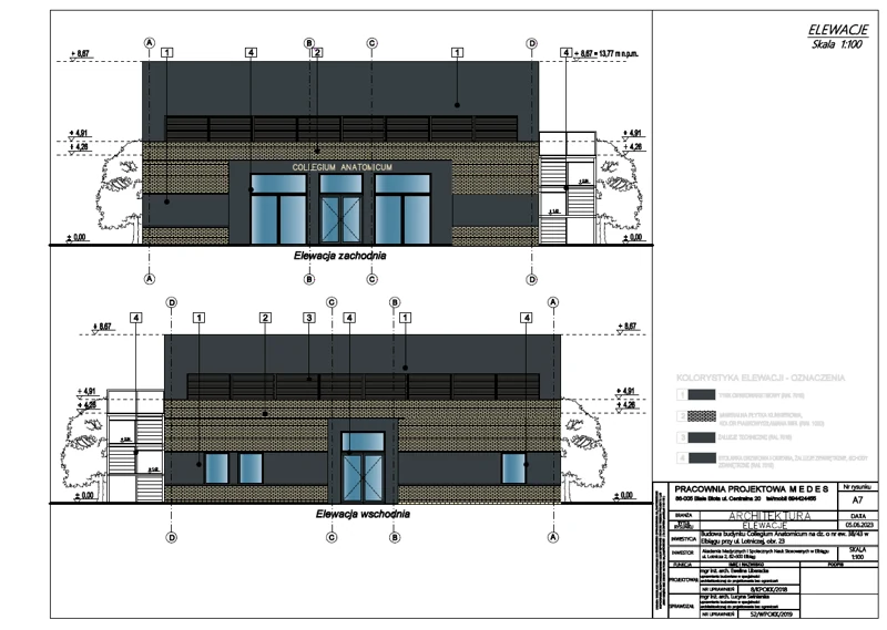 Collegium Anatomicum — projekt elewacji, materiał inwestycji AMiSNS.